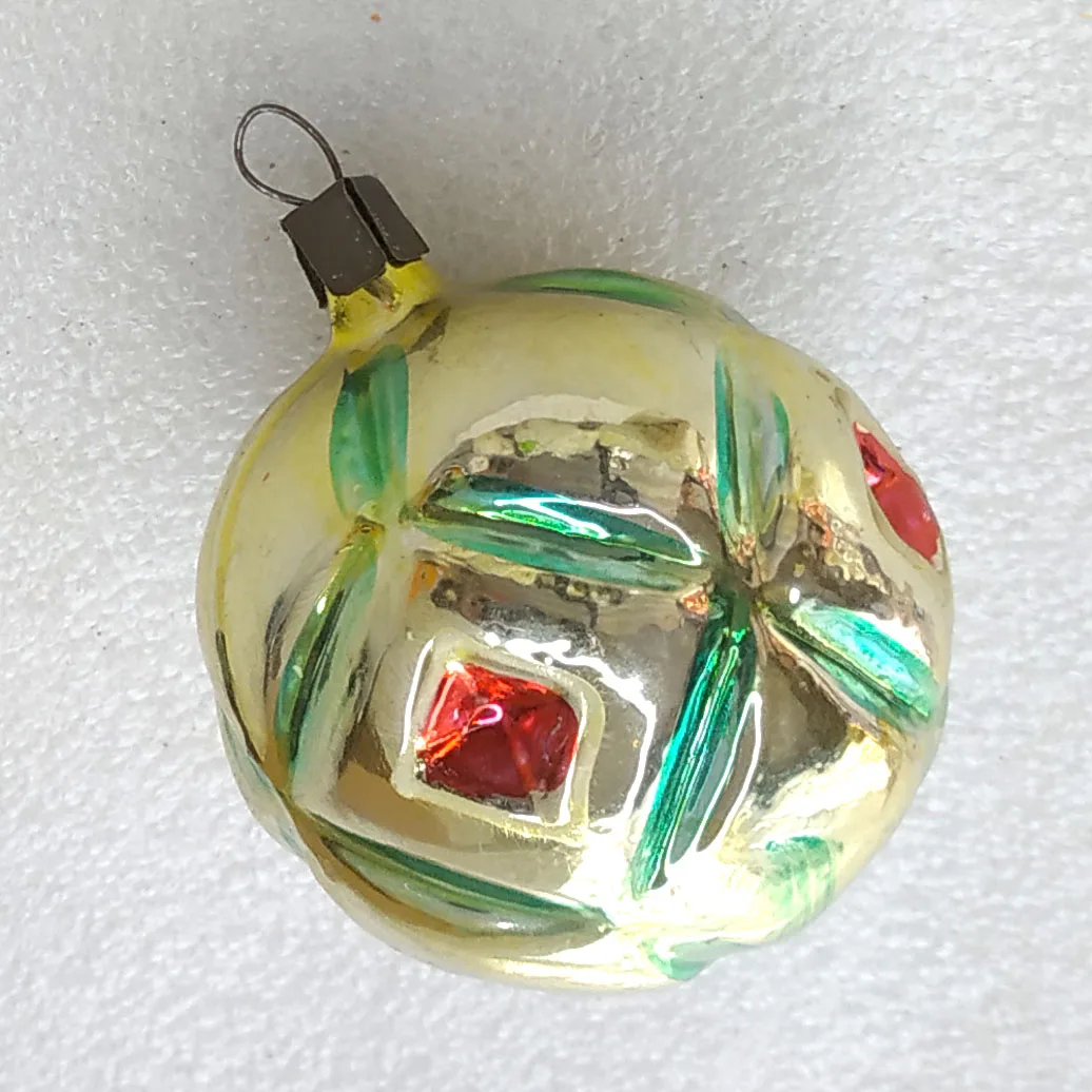 Antique Vintage Russian Glass Christmas Ornament Ball