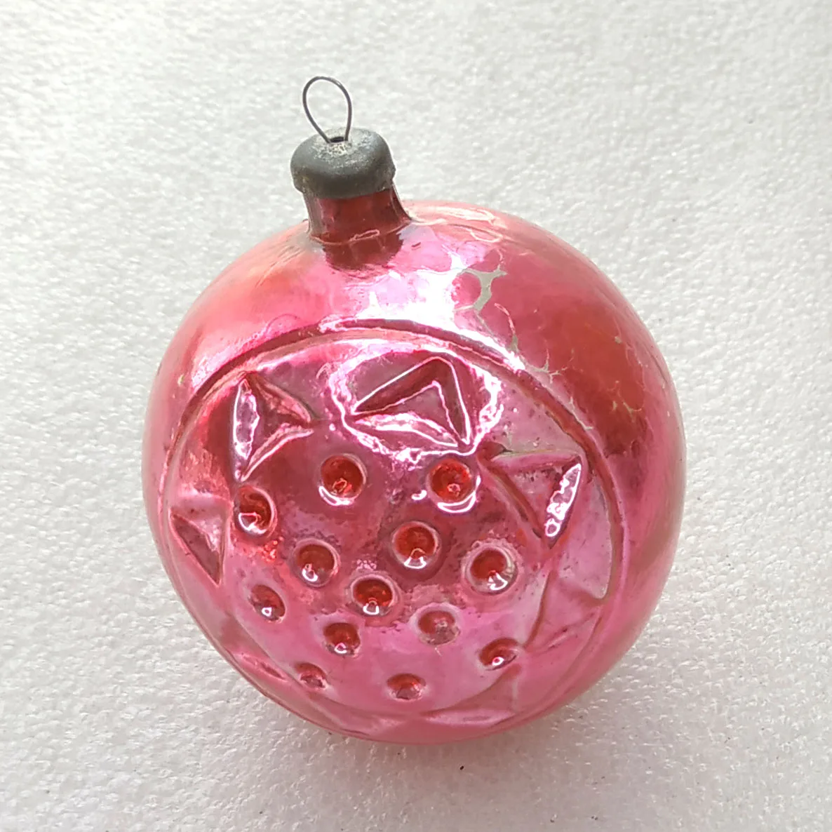 Antique Vintage Russian Glass Christmas Ornament Ball