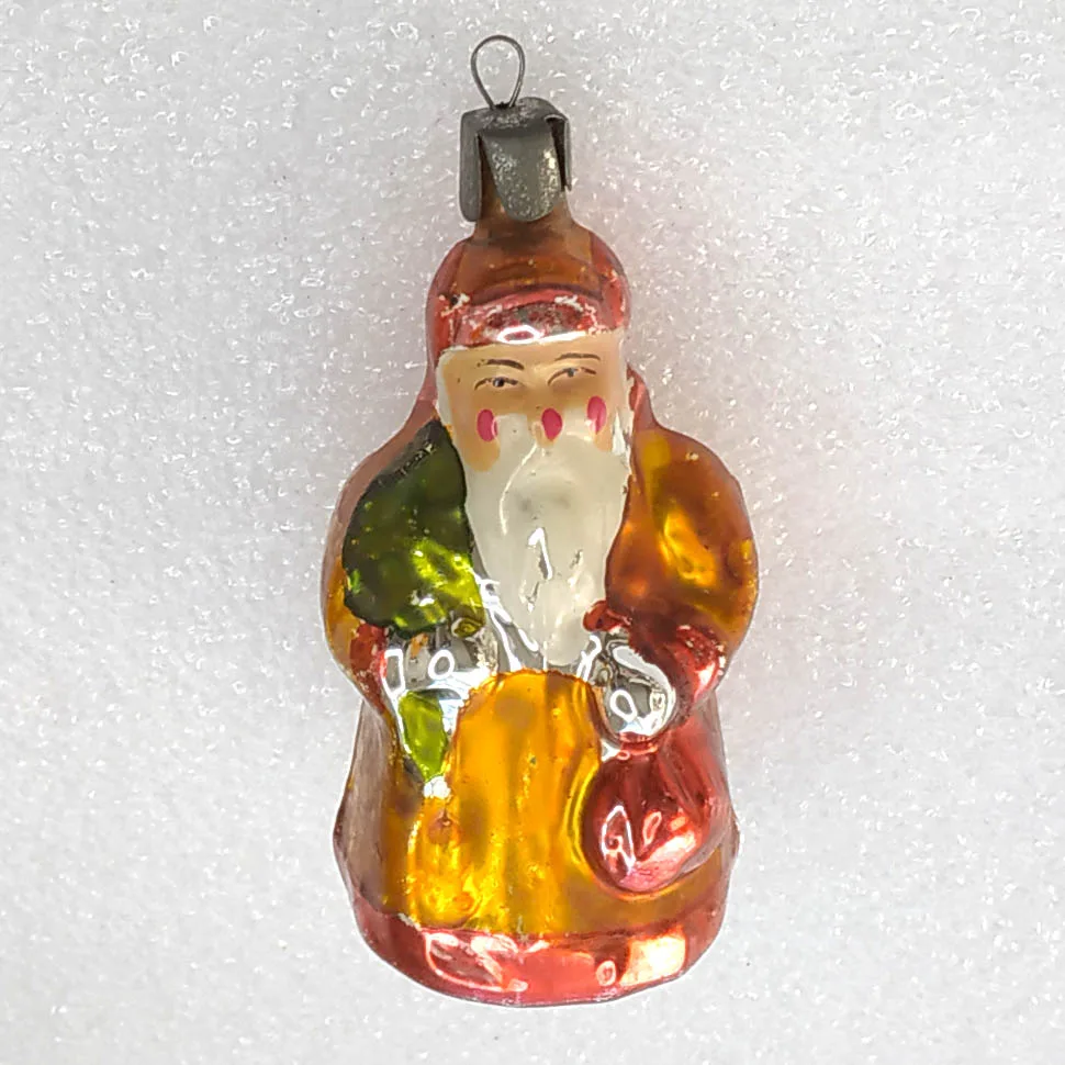 Antique Vintage Mercury Glass Christmas Ornament Old Santa
