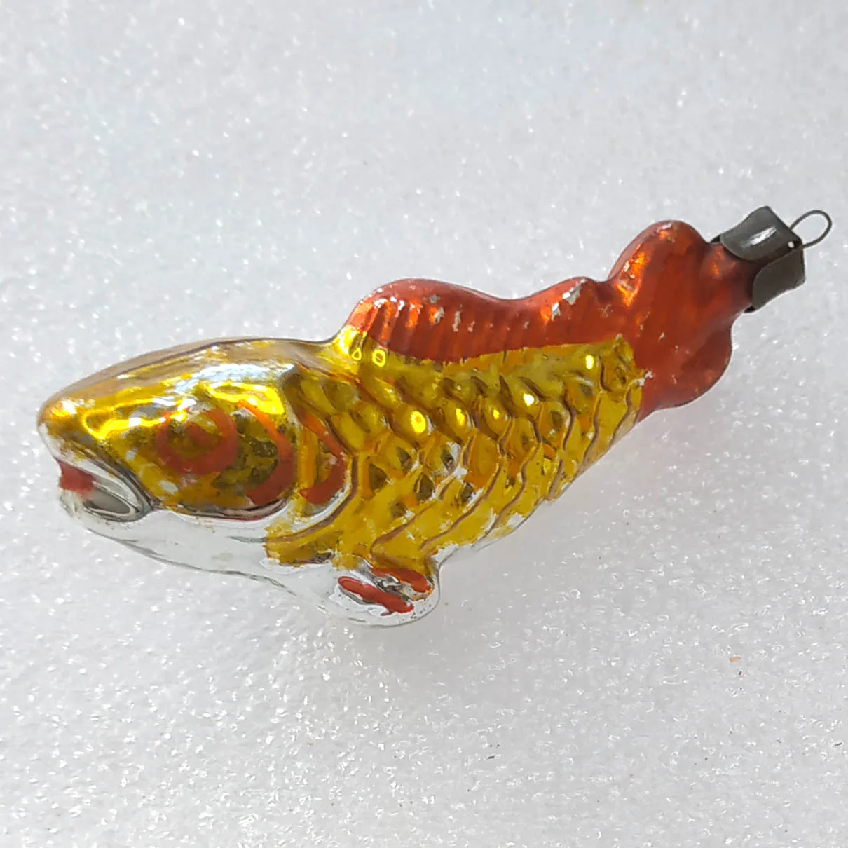 Antique Vintage Mercury Glass Christmas Ornament Gold Fish