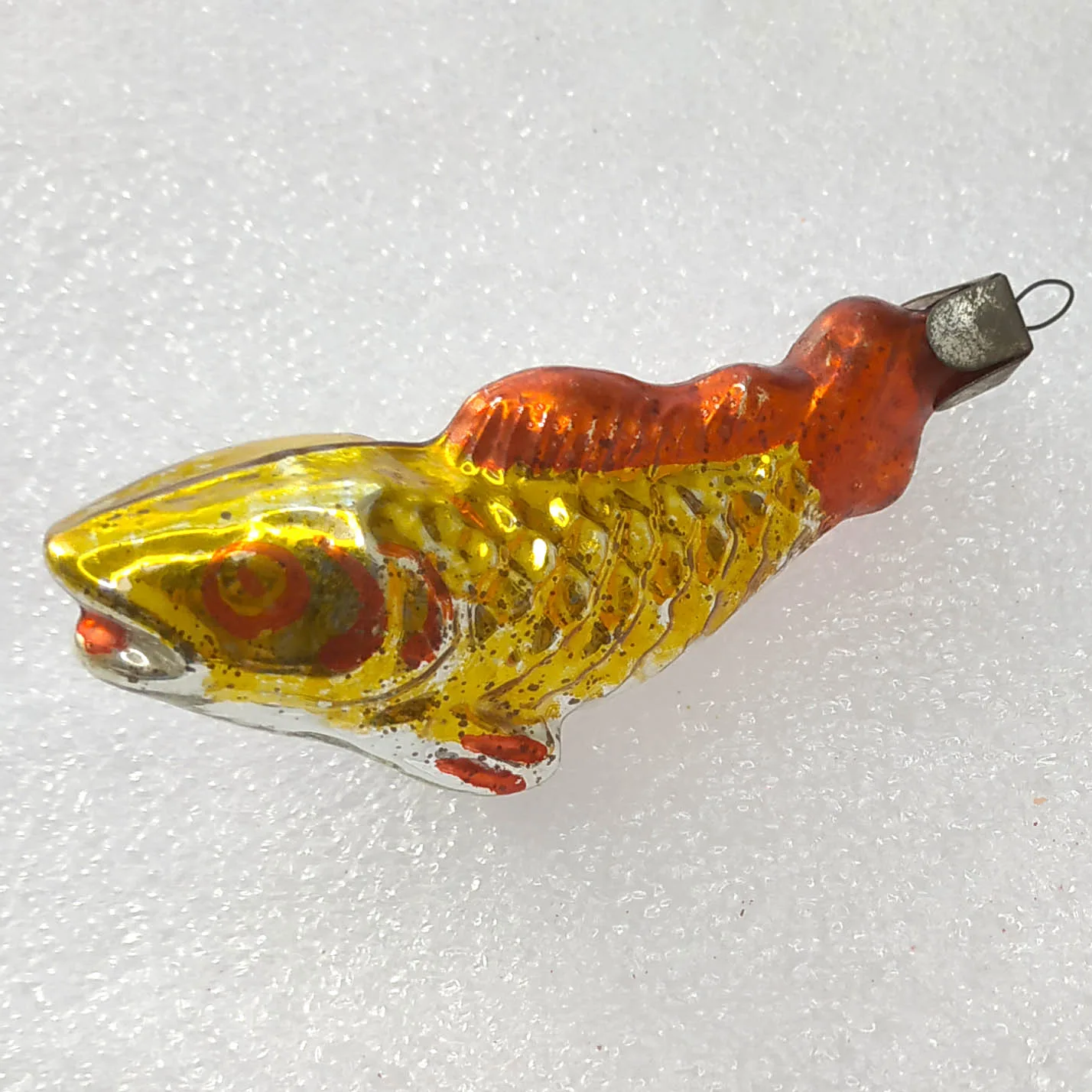 Antique Vintage Mercury Glass Christmas Ornament Gold Fish