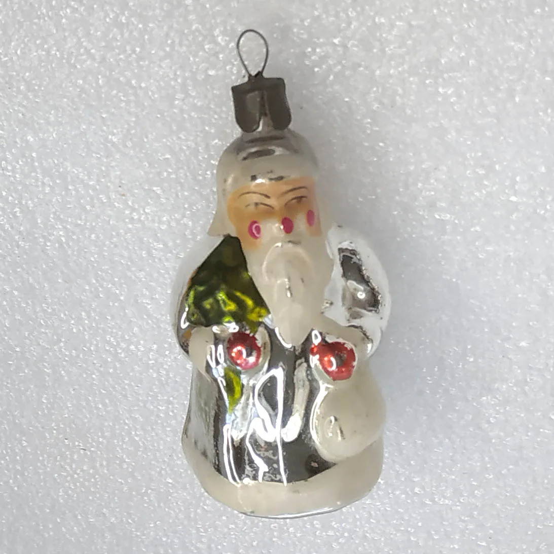 Antique Vintage Mercury Glass Christmas Ornament Old Santa