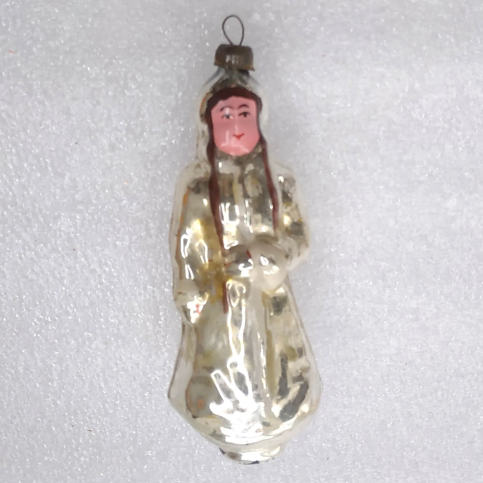 Antique Vintage Mercury Glass Christmas Ornament Snowmaiden
