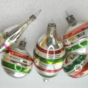 Set of 5 Antique Vintage Glass Christmas Ornaments USSR Old Set