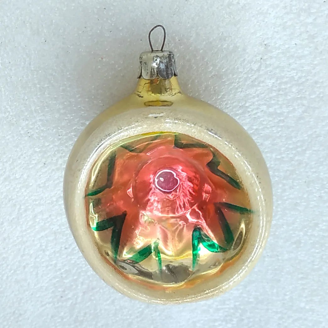 Antique Vintage Russian Glass Christmas Ornament Lantern