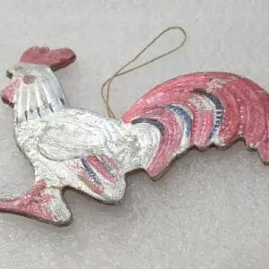 Antique Vintage Dresden Cardboard Christmas Ornament Rooster