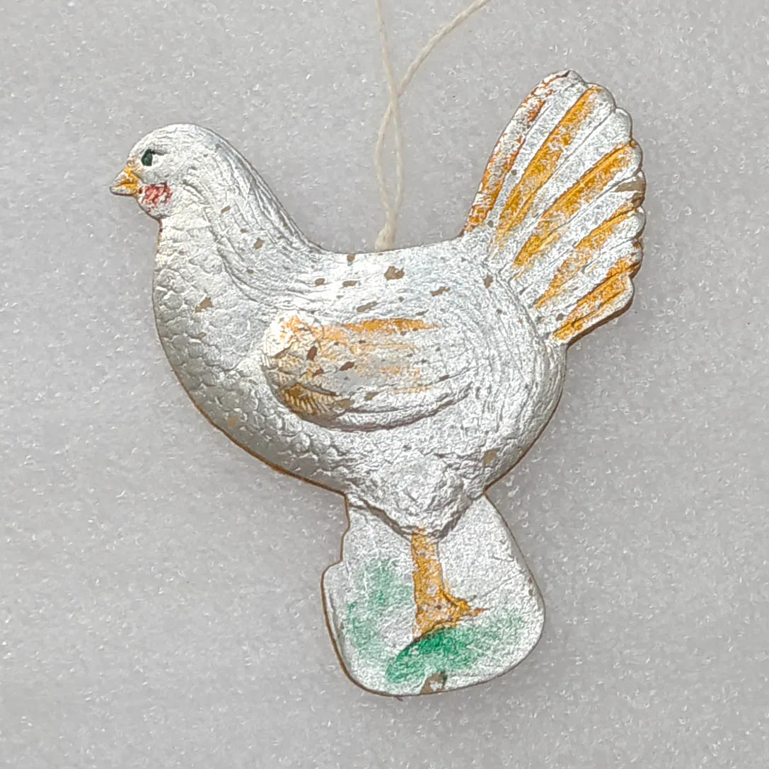 Antique Vintage Dresden Cardboard Christmas Ornament Chick