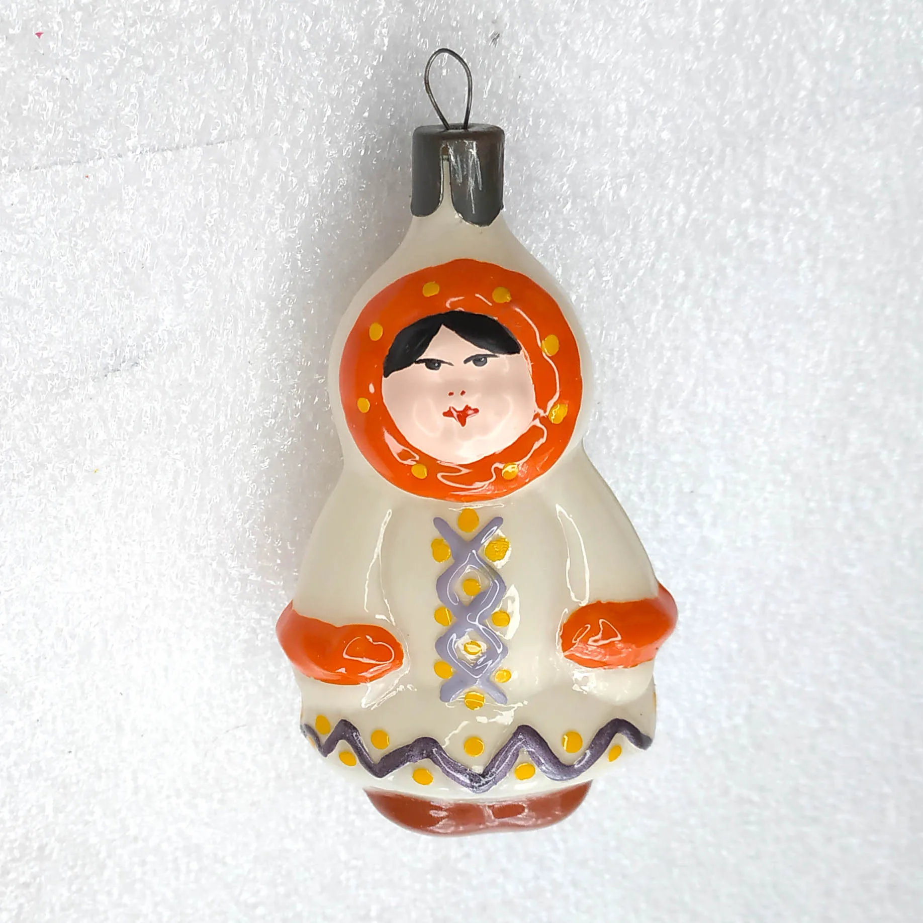 Vintage USSR Glass Christmas Ornament Antique Tree Toy Decor Eskimo Girl