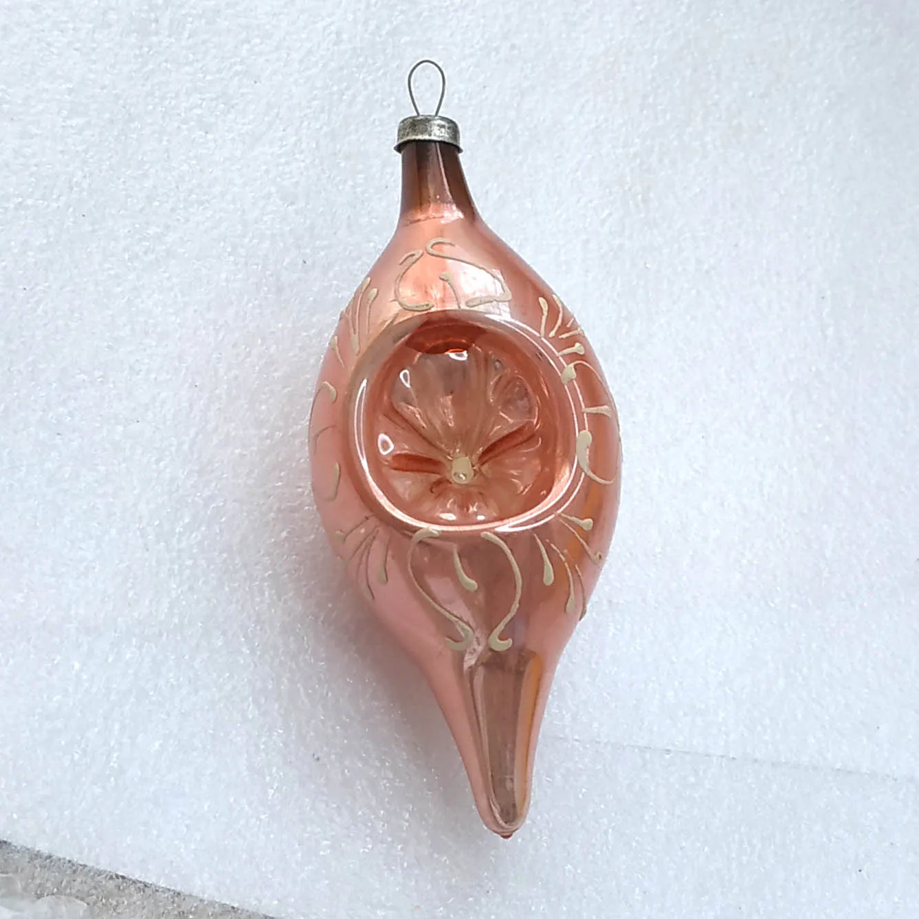 Vintage Silver Glass Christmas Tree USSR Ornament Decor Antique Old Lantern