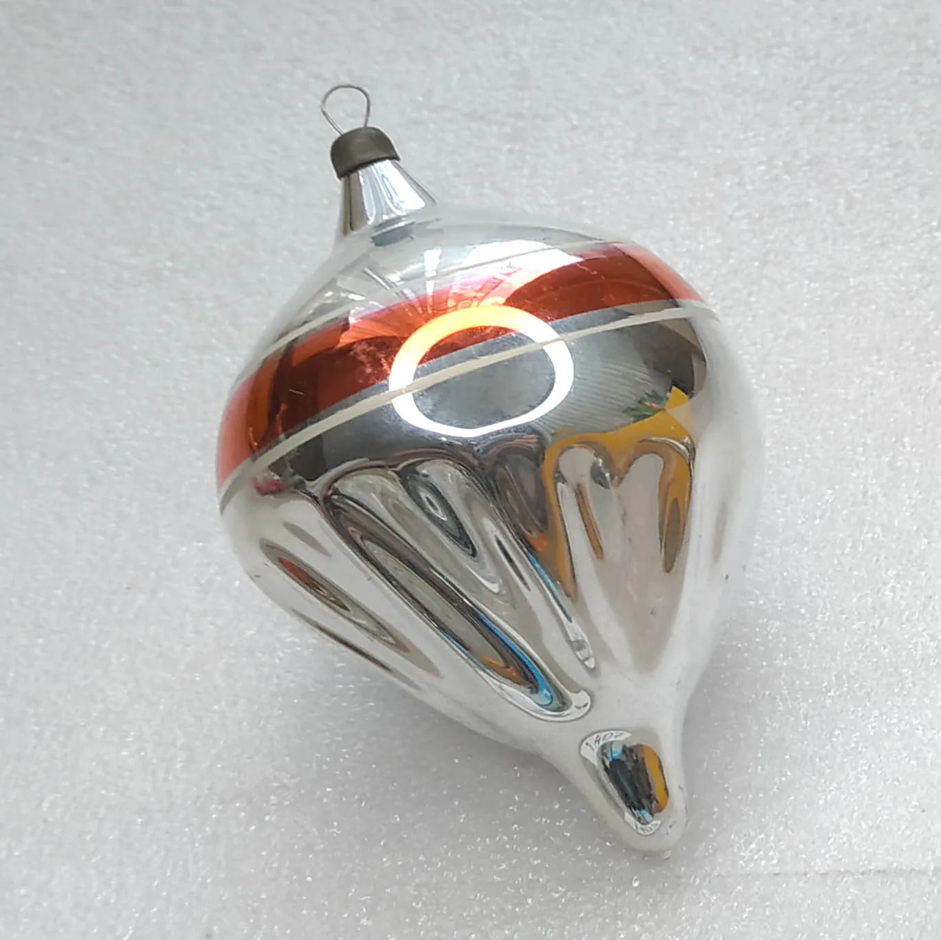 Vintage Silver Glass Christmas Tree USSR Ornament Decor Antique Parachute