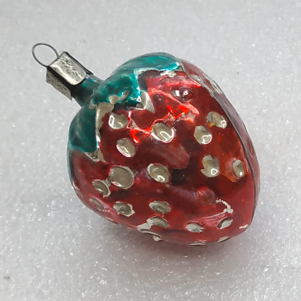 Vintage Mercury Glass Christmas Tree USSR Ornament Decor Antique Strawberry