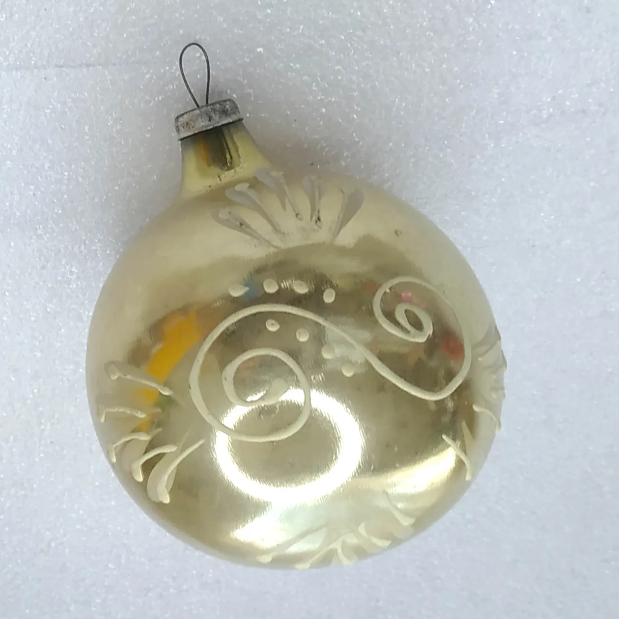 Vintage Silver Glass Christmas Tree USSR Ornament Decor Antique Old Ball
