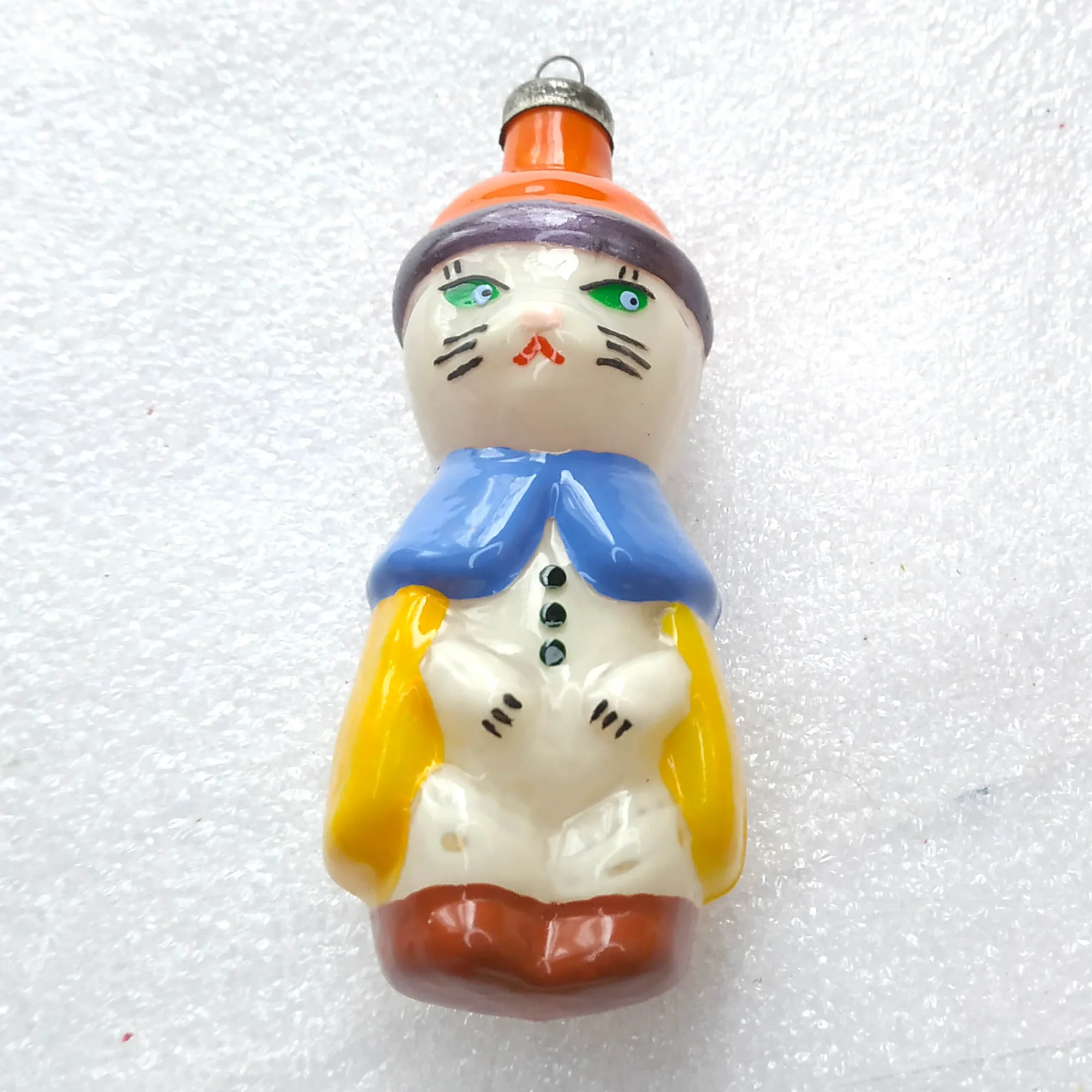 Vintage USSR Glass Christmas Ornament Antique Cat in Boots