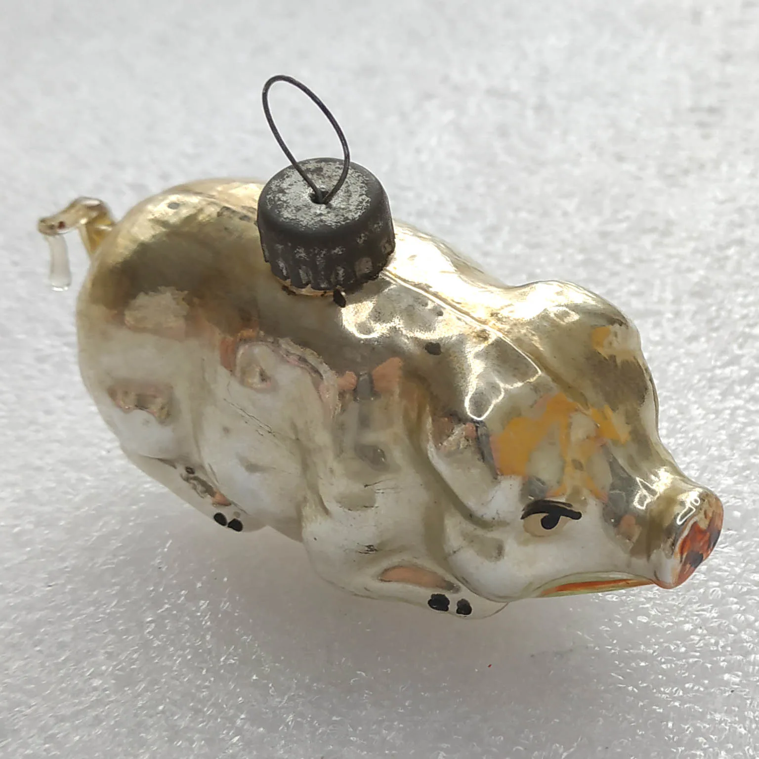 Vintage Mercury Glass Christmas Tree USSR Ornament Antique Decor Pig