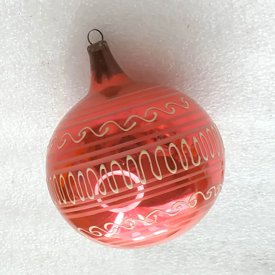 Vintage Christmas Ornament Silver Glass Antique USSR Old Ball
