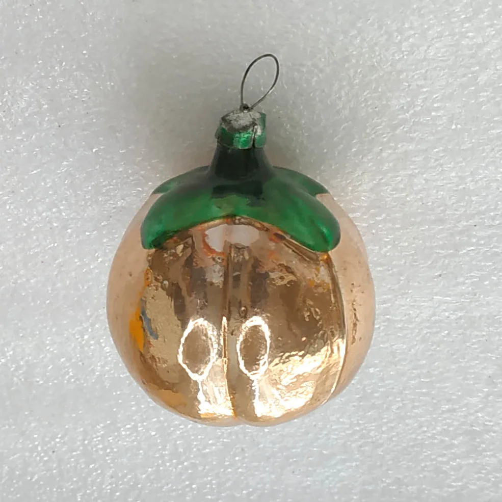 Vintage Christmas Ornament Silver Glass Antique Tree USSR Decor Pumpkin