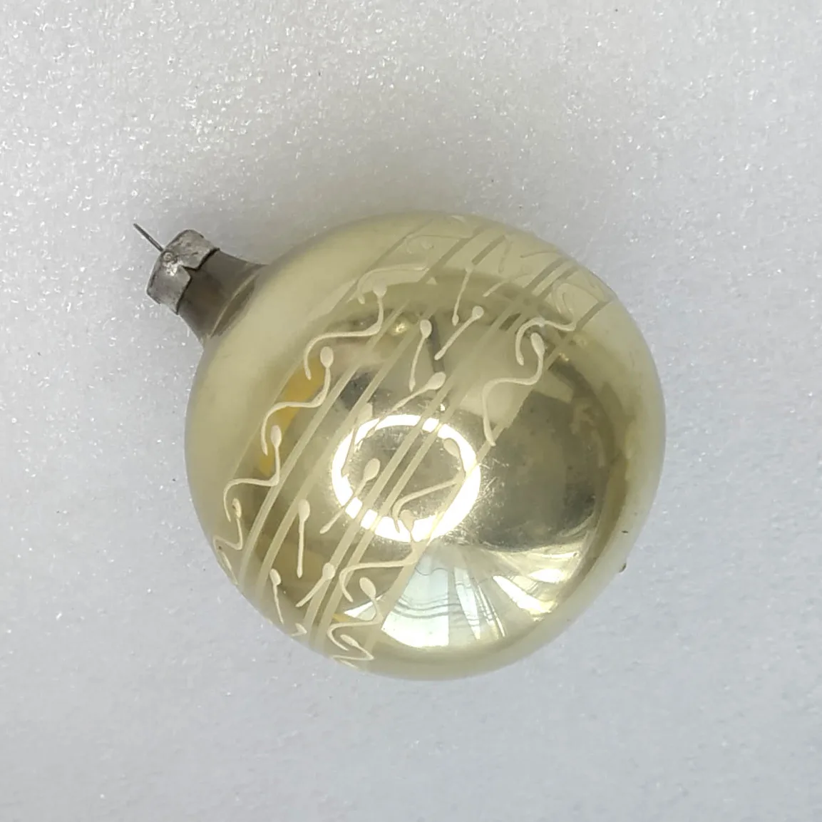 Vintage Christmas Ornament Silver Glass Antique USSR Old Ball