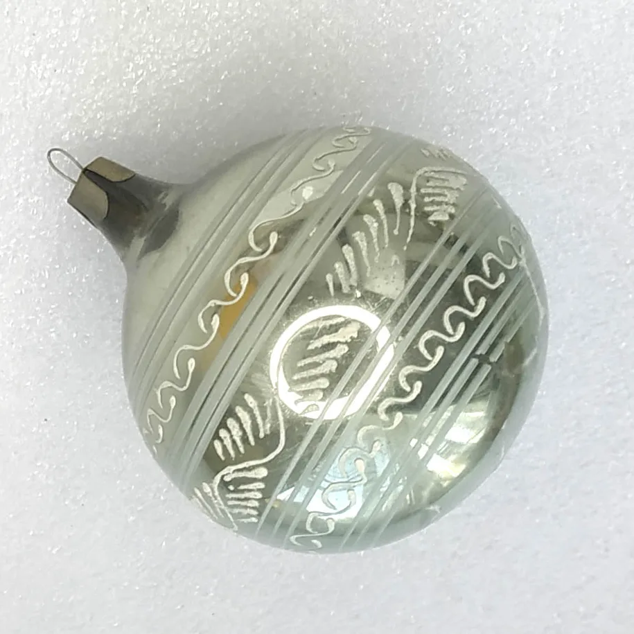 Vintage Christmas Ornament Silver Glass Antique USSR Old Ball