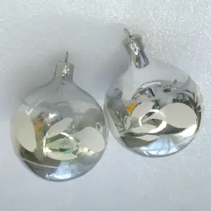 Set of 2 Vintage Christmas Ornaments Silver Glass Antique USSR Balls