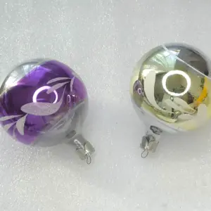 Set of 2 Vintage Christmas Ornaments Silver Glass Antique USSR Balls