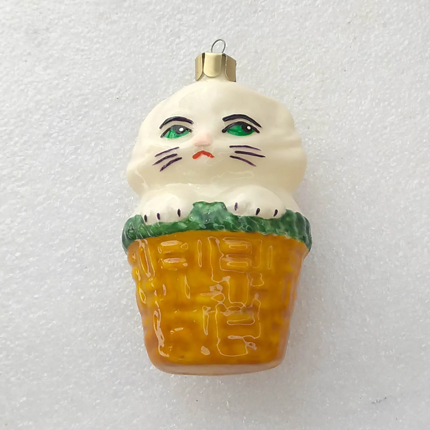 Vintage Christmas Ornament Glass Antique USSR Decor Kitten