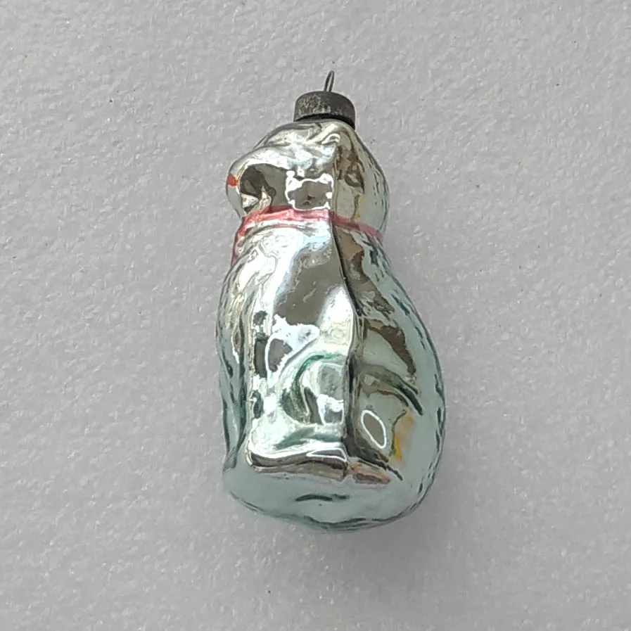 Vintage Christmas Ornament Mercury Glass Antique USSR Decor Cat