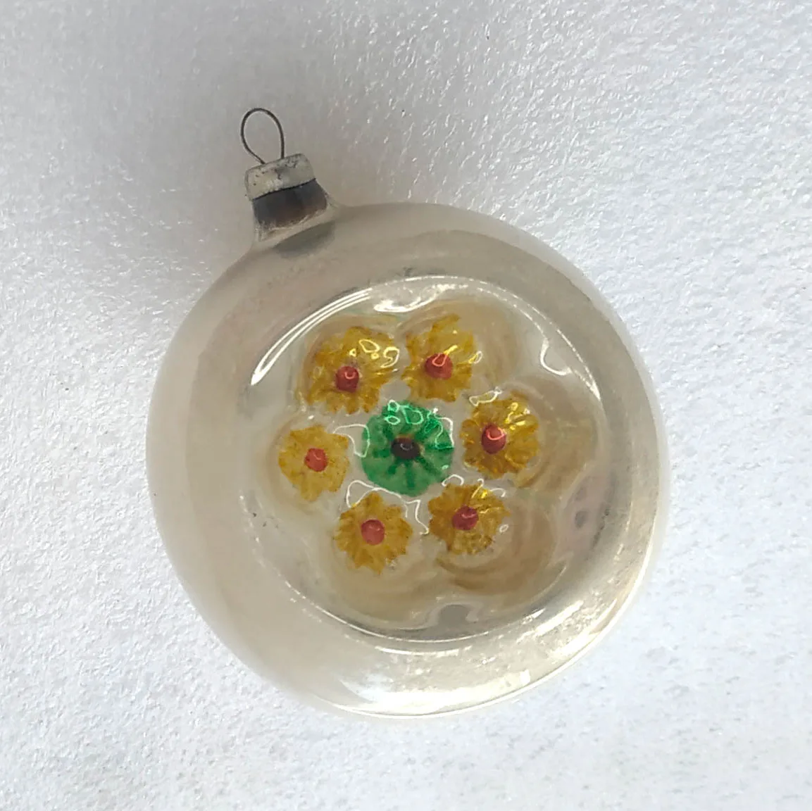 Vintage Christmas Ornament Silver Glass Antique USSR Decor Lantern
