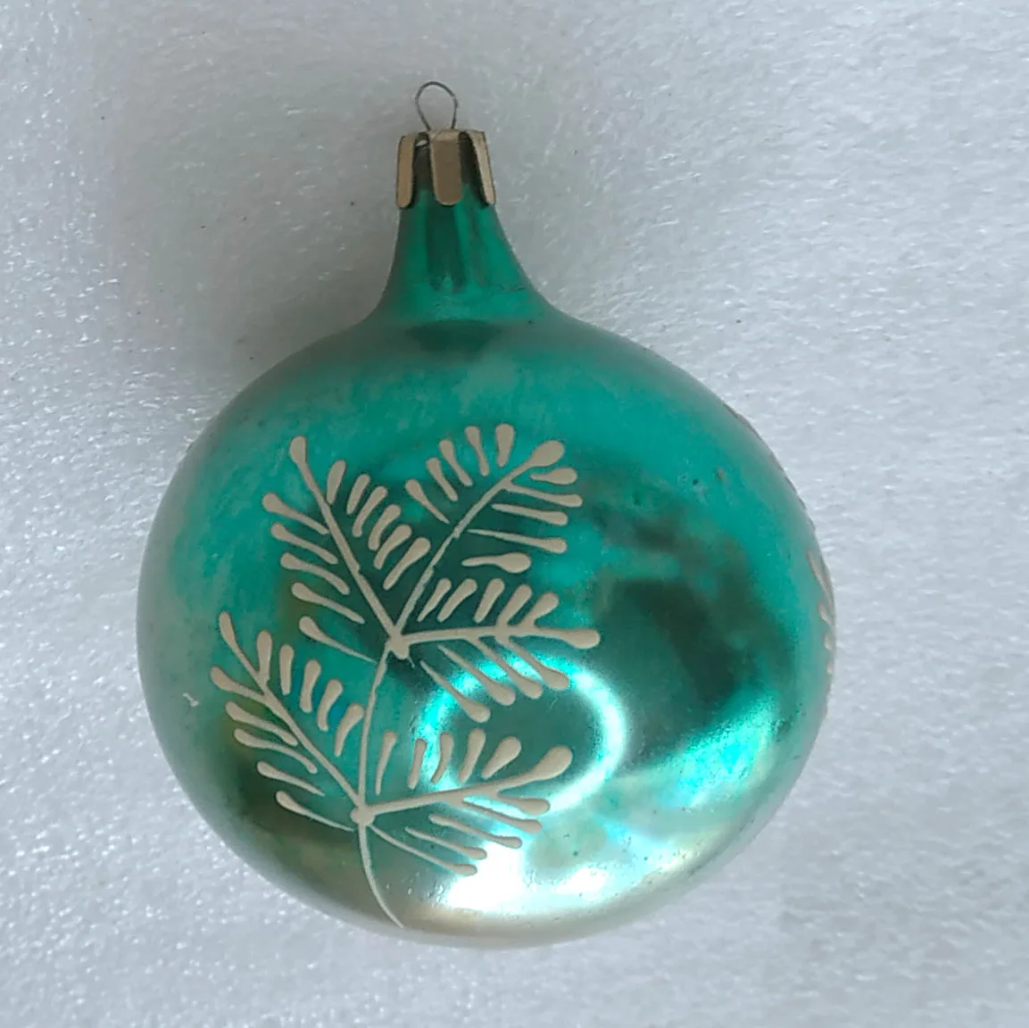 Vintage Christmas Ornament Silver Glass Antique USSR Decor Glowing Ball