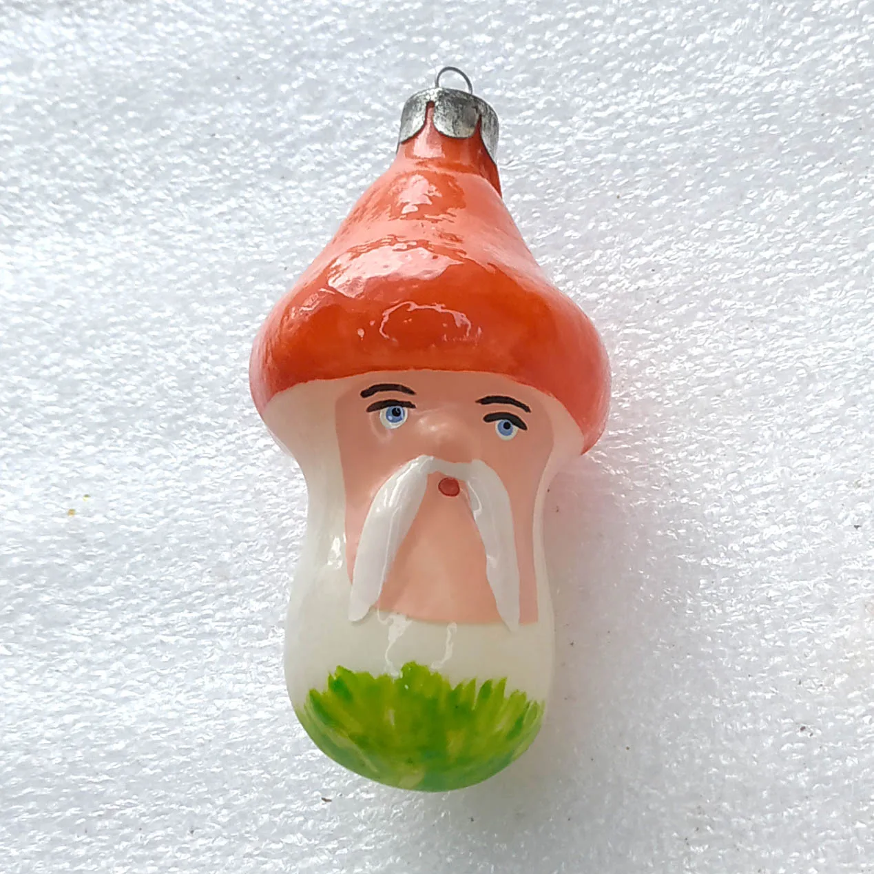 Vintage Christmas Ornament Glass Antique Tree USSR Decor Restored Mushroom