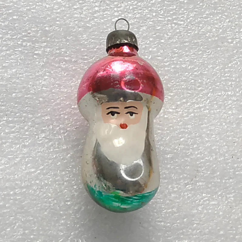 Vintage Christmas Ornament Silver Glass Antique Tree USSR Decor Mushroom