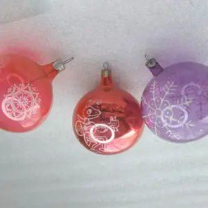 Set of 3 Vintage Christmas Glass Ornament USSR Antique Decor Balls