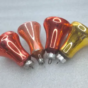 Set of 4 Vintage Christmas Glass Ornament USSR & GDR Antique Decor Bells