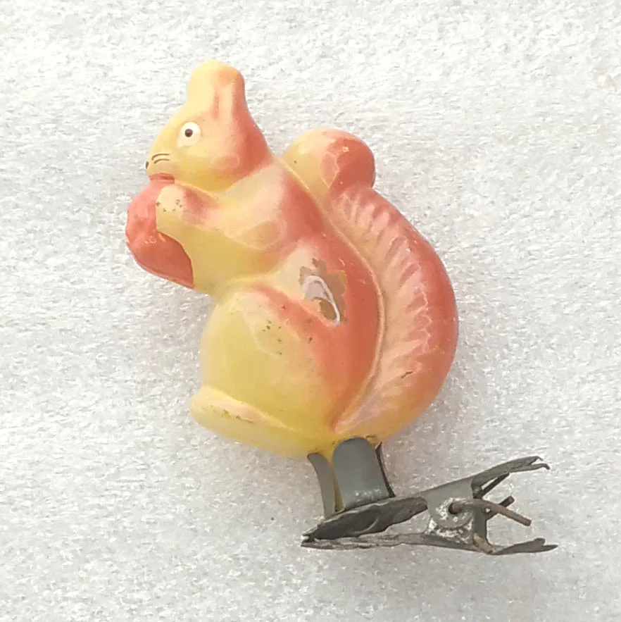 Vintage Christmas Glass Ornament USSR Antique Tree Toy Squirrel