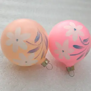 Set of 2 Vintage Christmas Glass Ornaments Tree USSR Antique Decor Balls Flowers