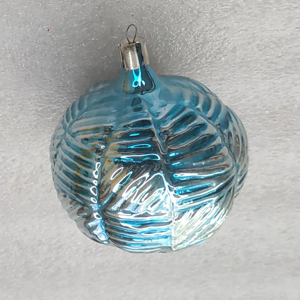 Vintage USSR Silver Glass Christmas Ornament Tree Decor Ball