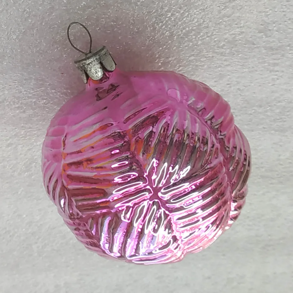Vintage USSR Silver Glass Christmas Ornament Antique Decor Ball