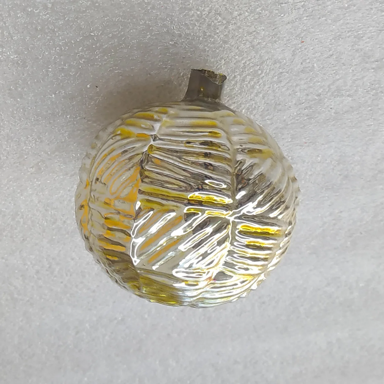 Vintage USSR Silver Glass Christmas Ornament Antique Decor Ball