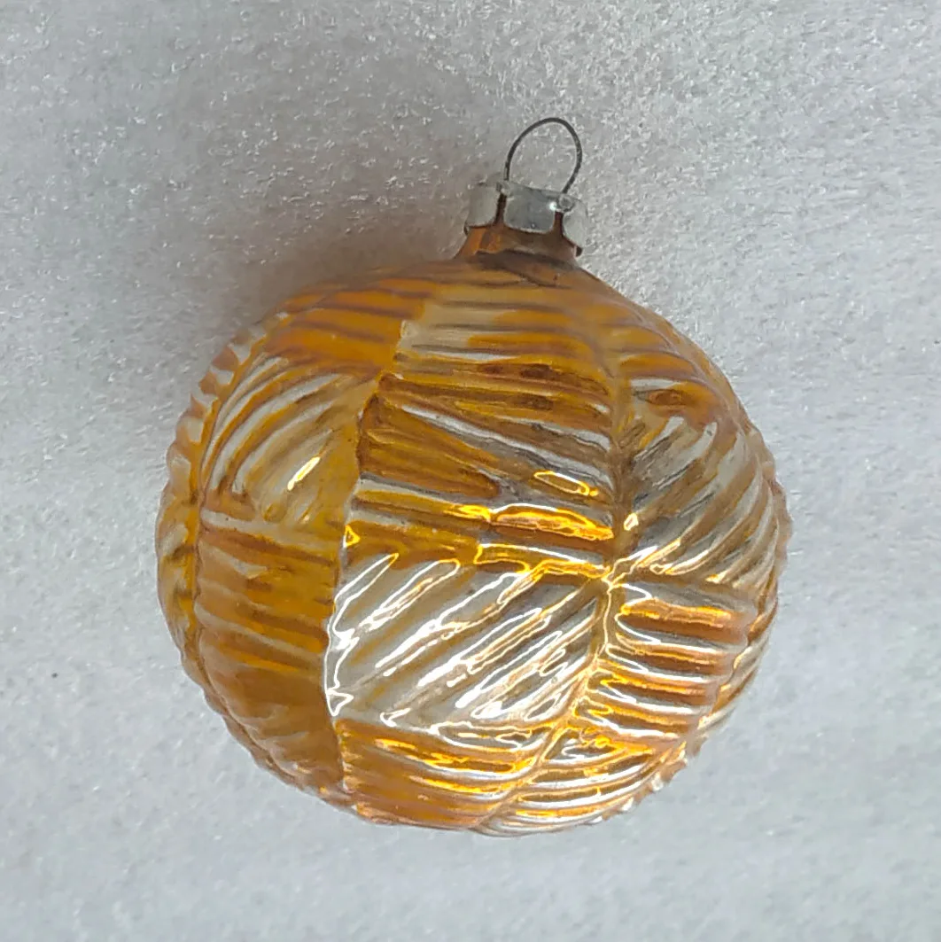 Vintage USSR Silver Glass Christmas Ornament Antique Decor Ball