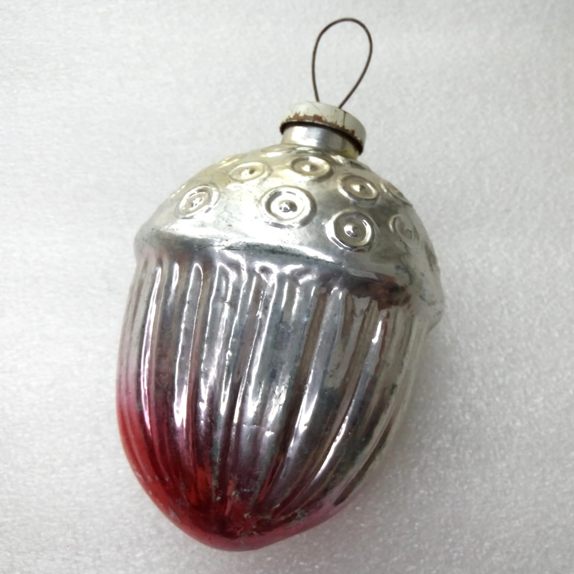 Huge Vintage Glass Christmas Ornament Acorn