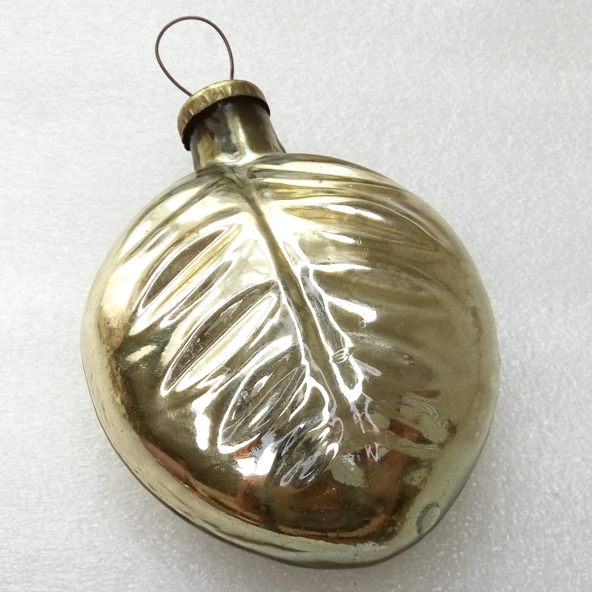 Huge Vintage Glass Christmas Ornament Old Leaf