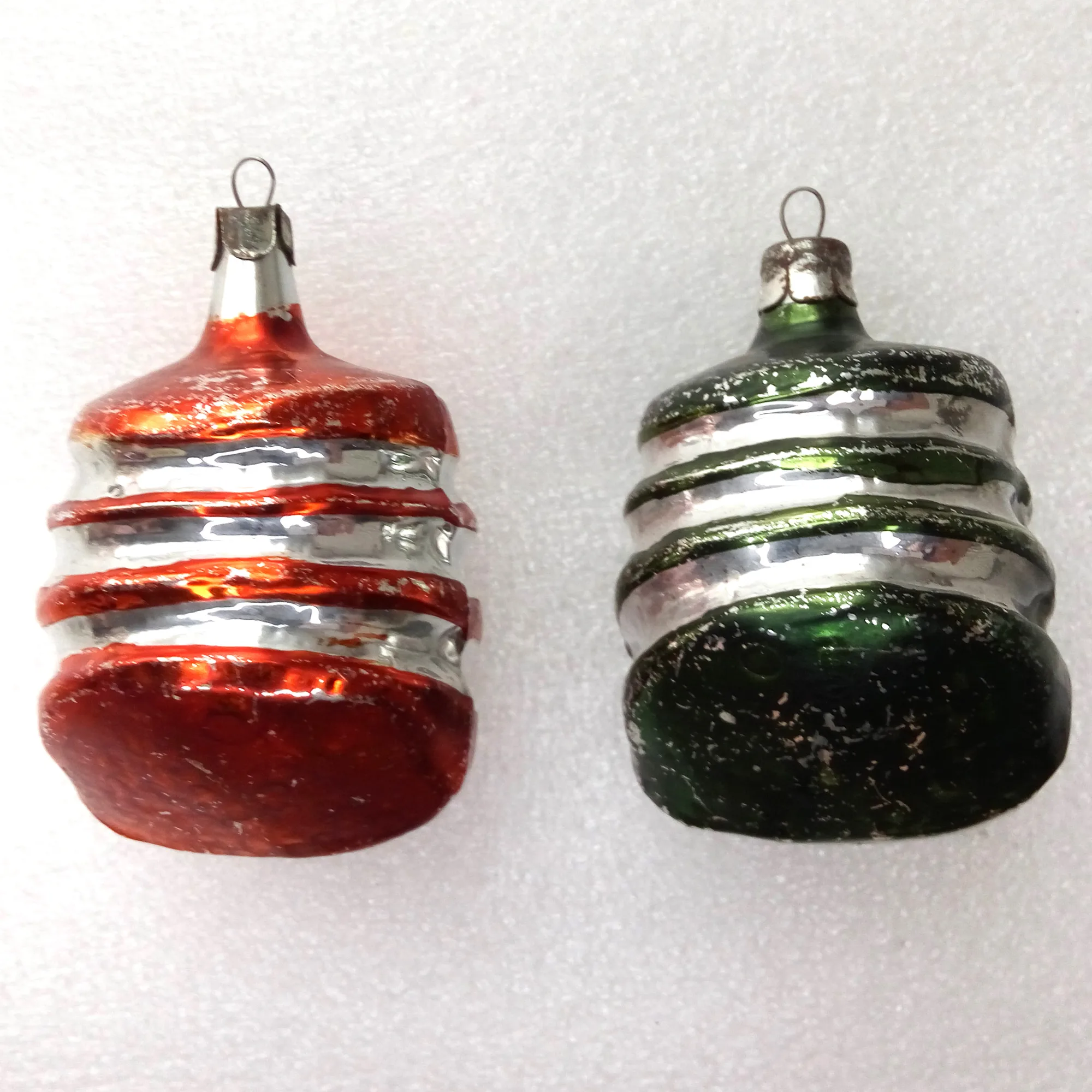 Set of 2 Vintage Glass Christmas Ornaments