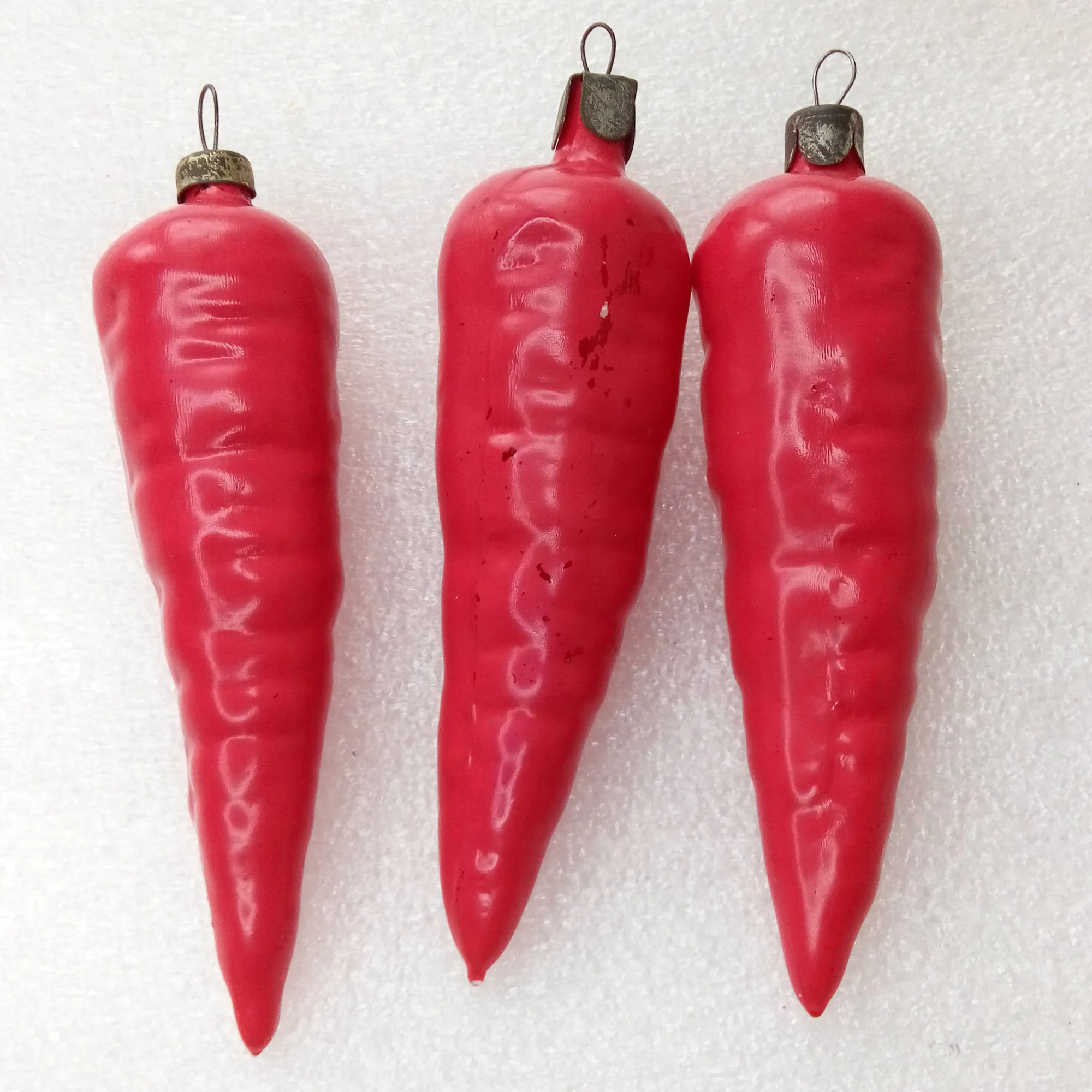 Set of 3 Antique Vintage Glass Christmas Ornaments Carrots