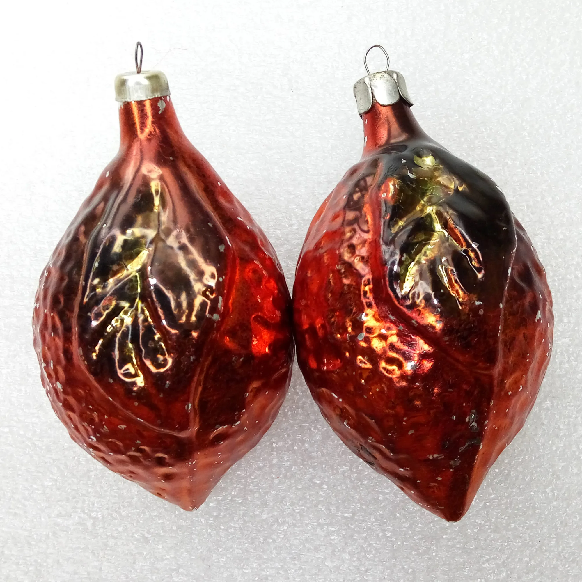 Set of 2 Vintage Glass Christmas Ornament Lemons