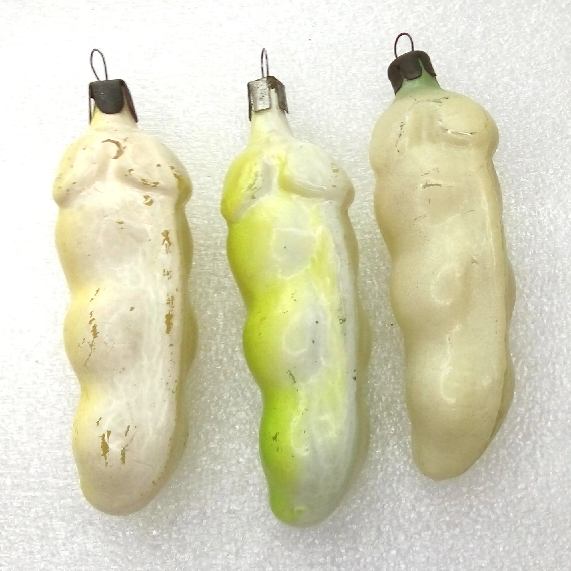 Set of 3 Antique Vintage Glass Christmas Ornaments Beans