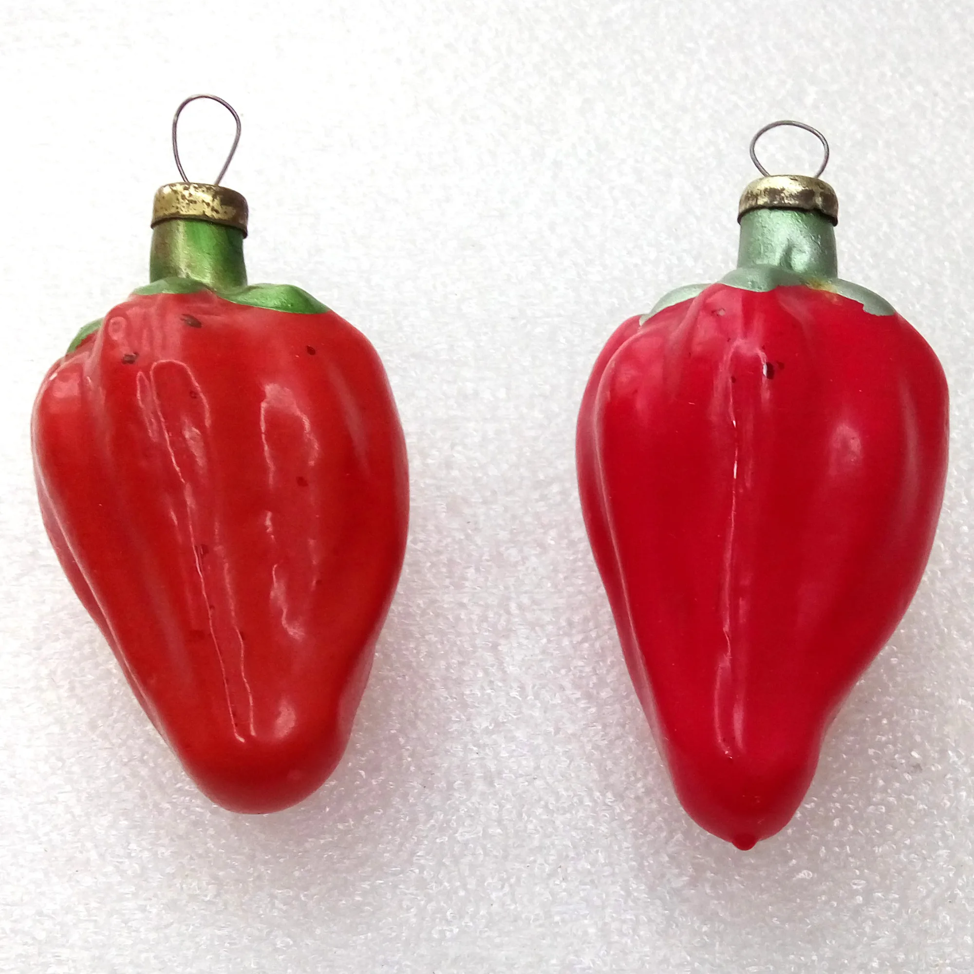 Set of 2 Antique Vintage Glass Christmas Ornament Paprik