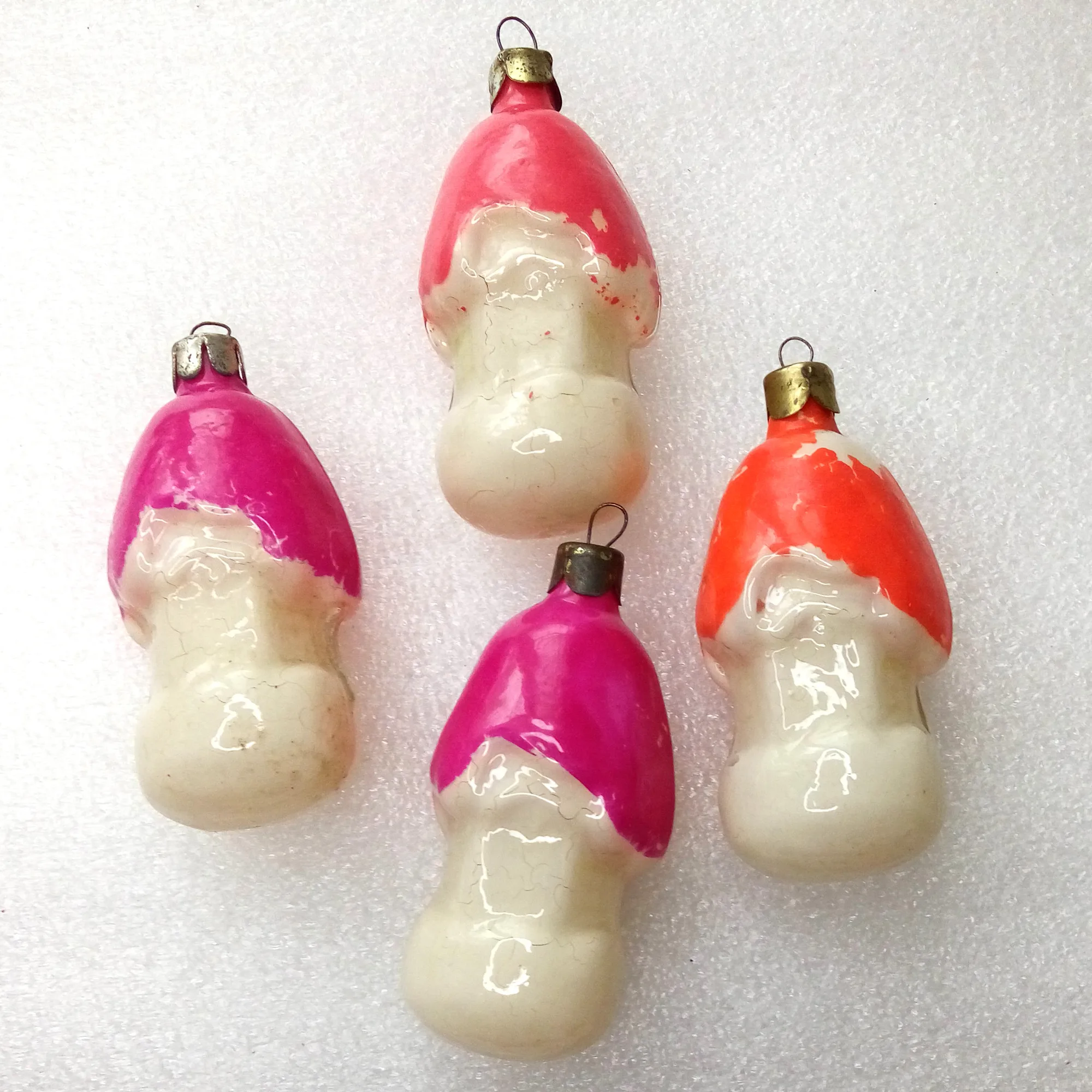 Set of 4 Vintage Glass Christmas Ornament USSR Old Houses