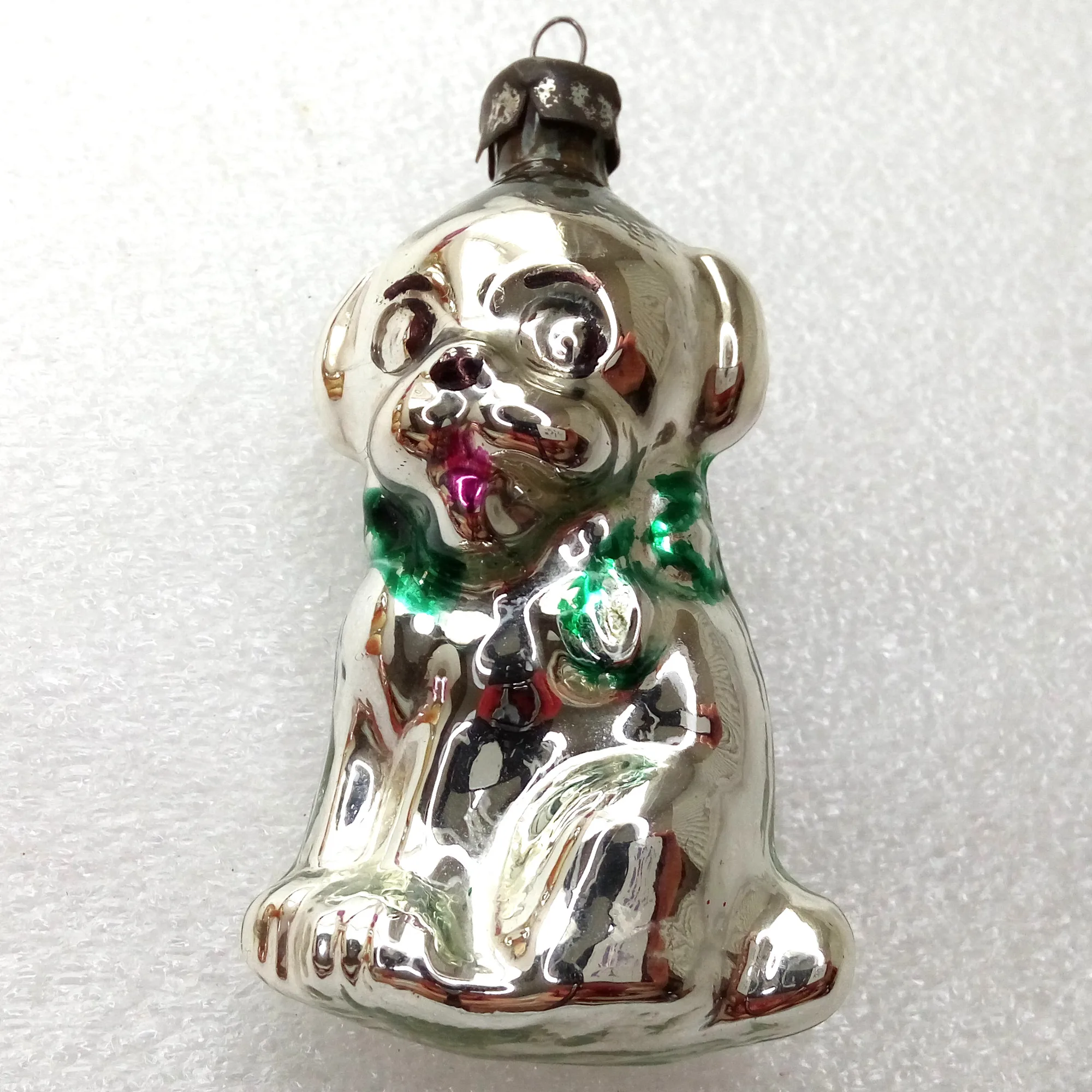 ANtique Vintage Glass Christmas Ornament USSR Puppy
