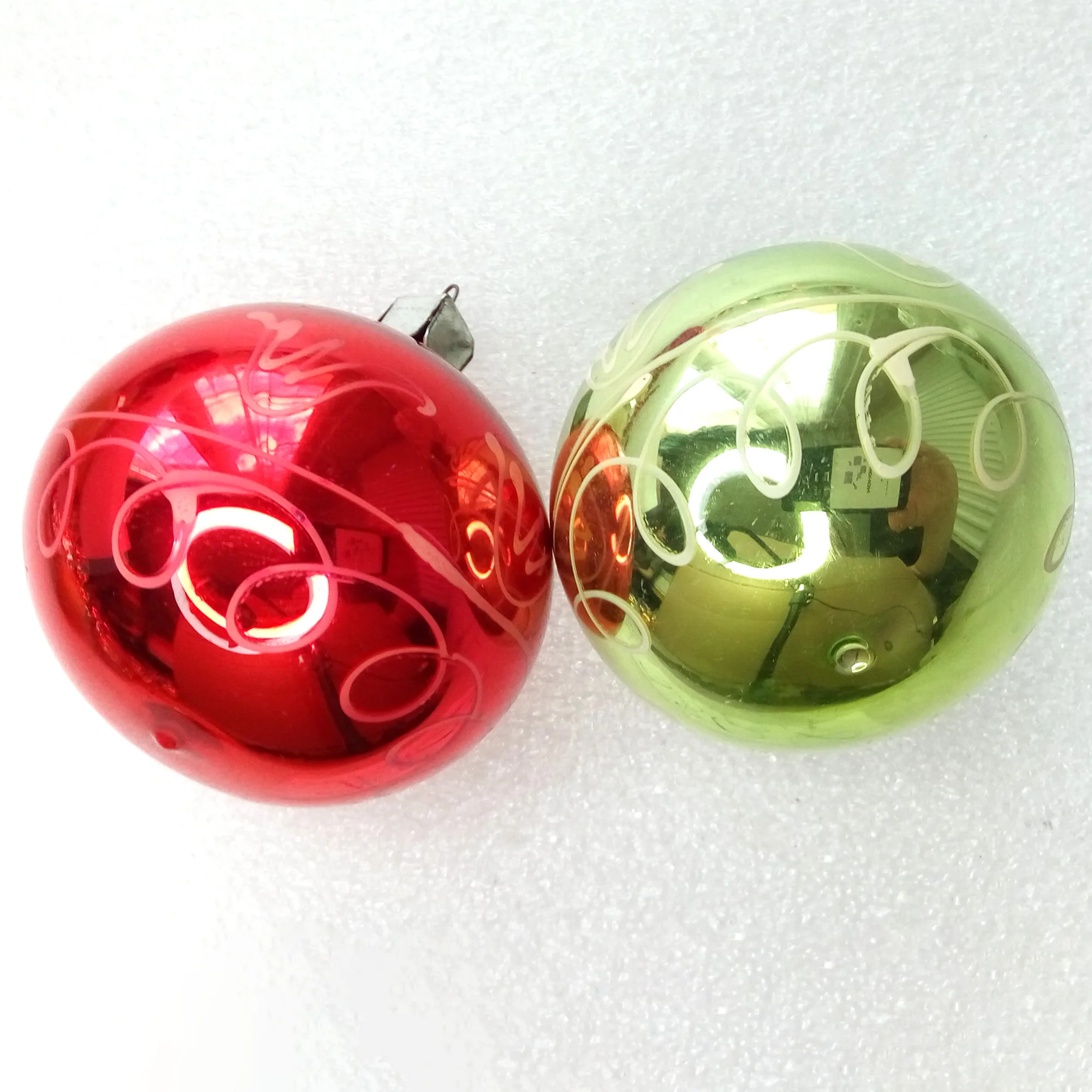 Set of 2 Vintage Ukrainian Glass Christmas Ornaments Ball