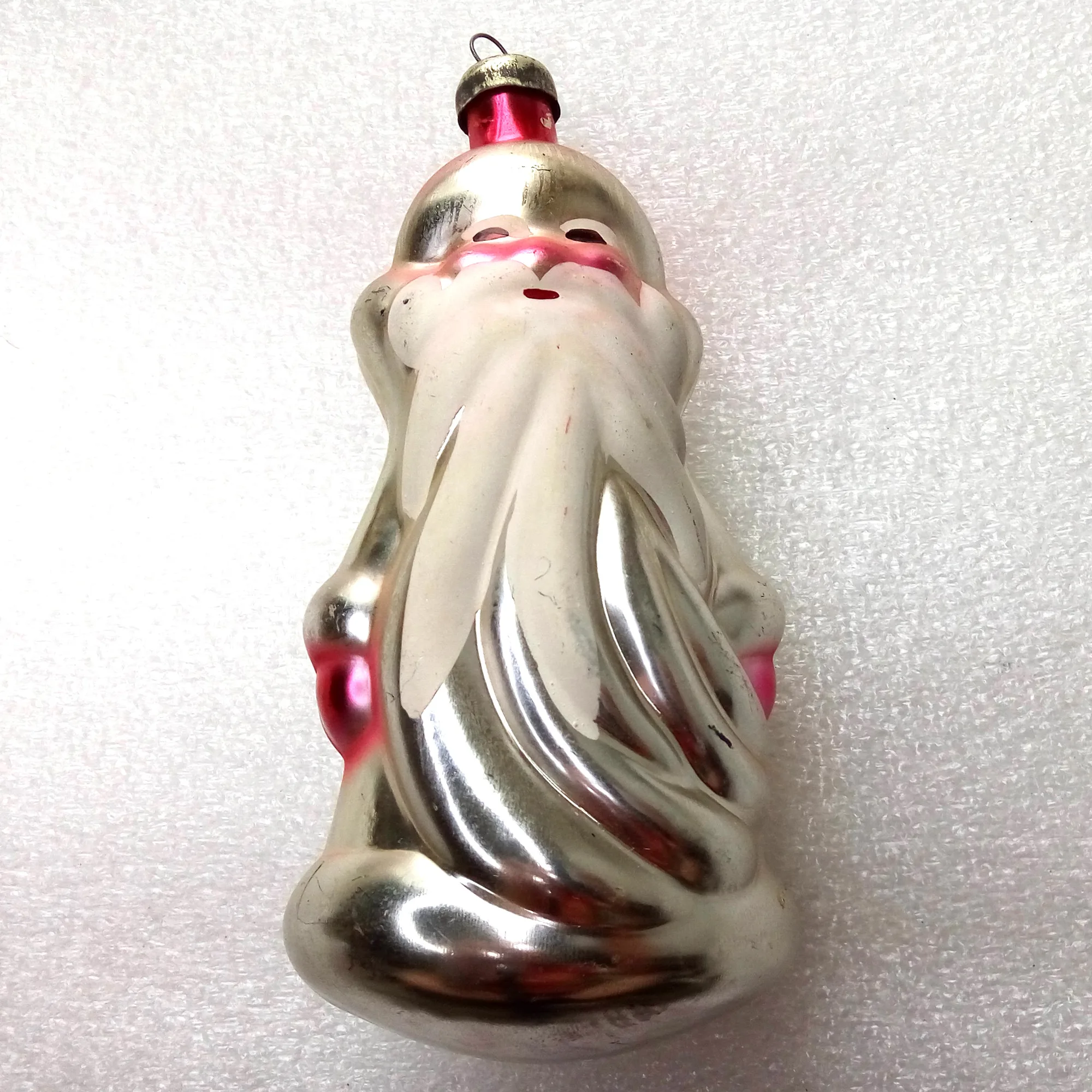 Vintage Ukrainian Glass Christmas Ornament Santa Claus