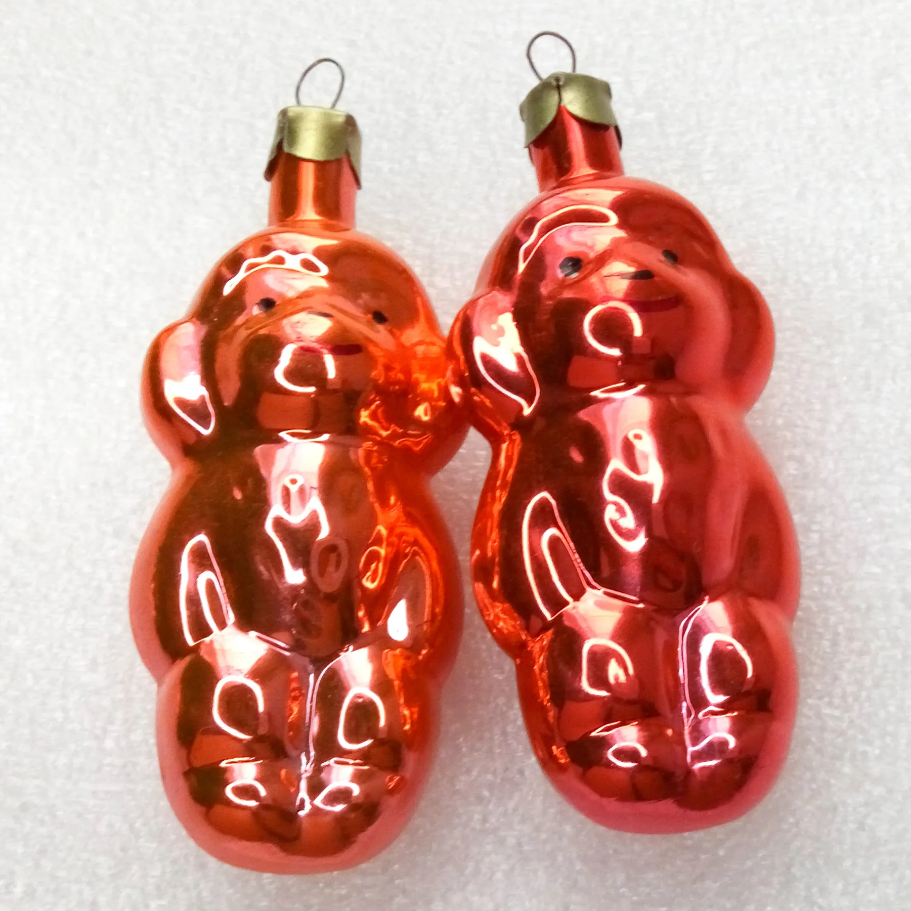 Set of 2 Antique Vintage Glass Christmas Ornaments Monkeys